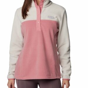Columbia Women's Pink and White Fleece Pullover